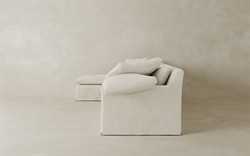 Donato Heathered Ivory Performance Slipcovered Chaise Sectional - Left Chaise - 139&quot;|