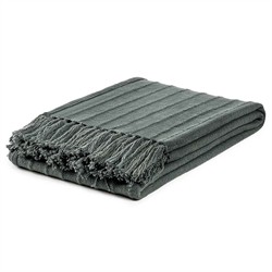 Zarina Updated Traditional Dark Green Cotton Striped Throw Blanket|