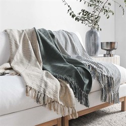 Zarina Updated Traditional Dark Green Cotton Striped Throw Blanket|