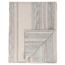 Alaina Coastal Beach Beige Cotton Striped Throw Blanket|
