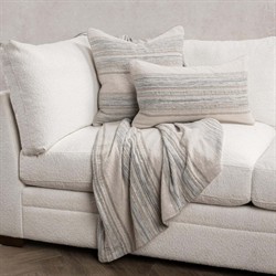 Alaina Coastal Beach Beige Cotton Striped Throw Blanket|