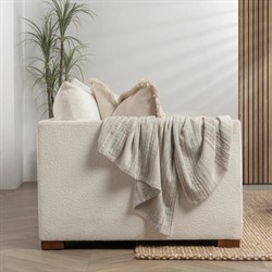 Alaina Coastal Beach Beige Cotton Striped Throw Blanket|