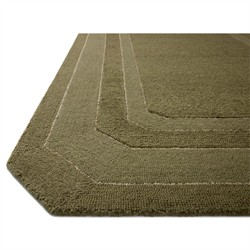 Xalara Updated Traditional Olive Green Wool Border Solid Rug - 3'6