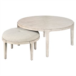 Leith Modern Classic Light Grey Wood Round Coffee Table|