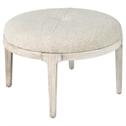 Leith Modern Classic Light Grey Wood Round Ottoman|