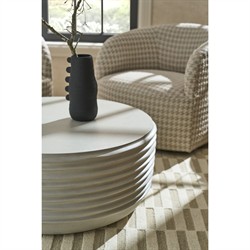 Leith Coastal Beach Cream Concrete Round Coffee Table|