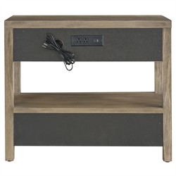 Leith Modern Classic Brown Wood Textured Wide Nightstand|