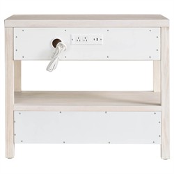 Leith Modern Classic Light Grey Wood Textured Wide Nightstand|