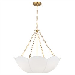 Visual Comfort Studio Stassi French Burnished Brass White Scalloped Shade 3 Light Chandelier|