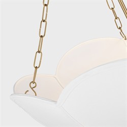 Visual Comfort Studio Stassi French Burnished Brass White Scalloped Shade 3 Light Chandelier|