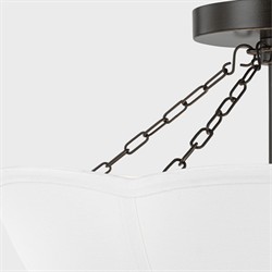 Visual Comfort Studio Stassi French Country Aged Iron White Scalloped Shade Semi Flush Mount|