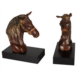 Nolan Updated Traditional Brown Horse Bookends|