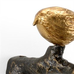 Colton Updated Traditional Antique Gold Iron Bird Wall Sculpture|