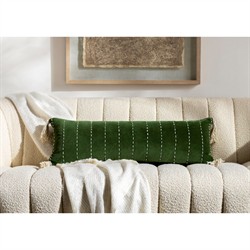 Sandor Updated Traditional Green Velvet Lumbar Pillow - 13x36|