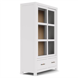 Riona Modern Classic White Pine Wood Woven Rattan Display Case|