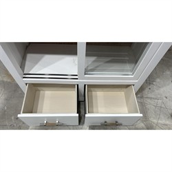 Riona Modern Classic White Pine Wood Woven Rattan Display Case|