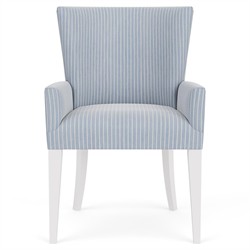 Riona Coastal Beach Blue Striped Performance Dining Arm Chair|