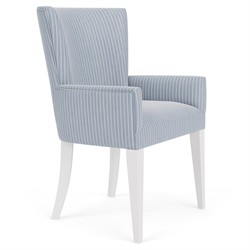 Riona Coastal Beach Blue Striped Performance Dining Arm Chair|