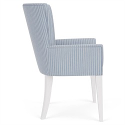 Riona Coastal Beach Blue Striped Performance Dining Arm Chair|