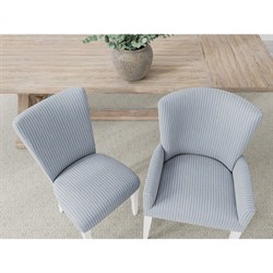 Riona Coastal Beach Blue Striped Performance Dining Arm Chair|