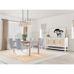 Riona Coastal Beach Blue Striped Performance Dining Chair|