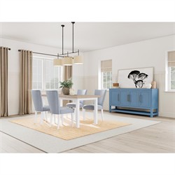 Riona Coastal Beach Blue Striped Performance Dining Chair|