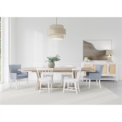 Riona Coastal Beach Washed Oak Rectangular Extendable Dining Table - 86-110"|