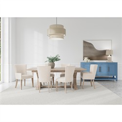 Riona Coastal Beach Washed Oak Rectangular Extendable Dining Table - 86-110"|