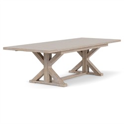Riona Coastal Beach Washed Oak Rectangular Extendable Dining Table - 86-110"|