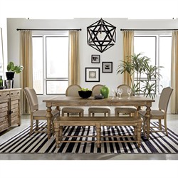 Isabella French Country Brown Pine Rectangular Extendable Dining Table - 66-84"|