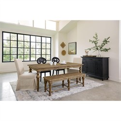 Isabella French Country Brown Pine Rectangular Extendable Dining Table - 66-84"|