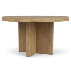 Melanie Modern Classic Brown Oak Round Dining Table - 54"|