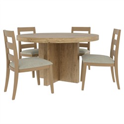 Melanie Modern Classic Brown Oak Round Dining Table - 54"|