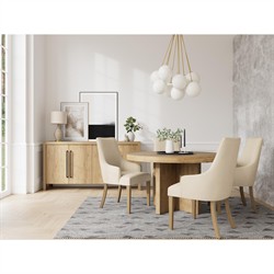 Melanie Modern Classic Brown Oak Round Dining Table - 54"|