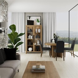 Melanie Modern Classic Brown Oak Round Dining Table - 54"|