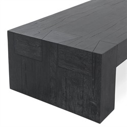 Brissy Rustic Lodge Black Reclaimed Oak Rectangular Coffee Table|