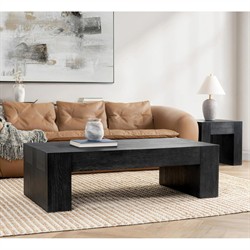 Brissy Rustic Lodge Black Reclaimed Oak Rectangular Coffee Table|