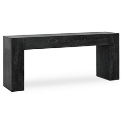 Brissy Rustic Lodge Black Reclaimed Oak Rectangular Console Table|