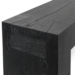 Brissy Rustic Lodge Black Reclaimed Oak Rectangular Console Table|
