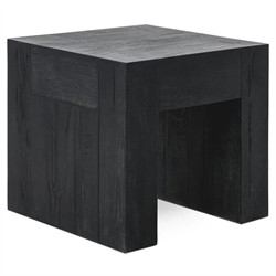 Brissy Rustic Lodge Black Reclaimed Oak Square End Table|