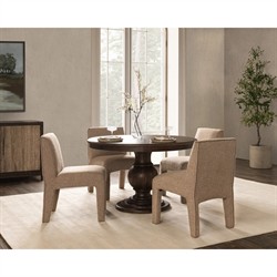 Berlin Updated Traditional Brown Mango Wood Round Dining Table - 48"|