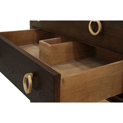 Worlds Away Cutler French Country White Marble Cane Dark Brown Oak Vanity Sink - 37"|