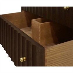 Worlds Away Odin Modern Classic White Marble Fluted Dark Brown Oak Bath Vanity Sink - 31"|