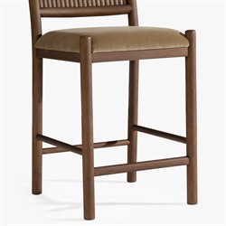 Bennett Modern Classic Brown Velvet Dark Oak Counter Stool|
