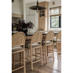 Bennett Modern Classic Brown Velvet Light Oak Counter Stool|