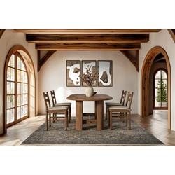 Declan Updated Traditional Dark Brown Oak Dining Chair - Set of 2|