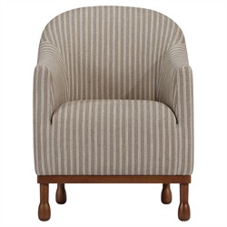 Gavin Updated Traditional Light Striped  Brown Wood Barrel Chair|