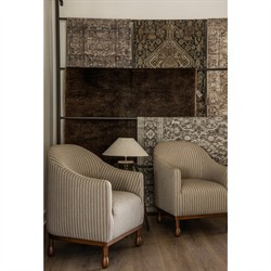 Gavin Updated Traditional Light Striped  Brown Wood Barrel Chair|