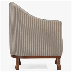 Gavin Updated Traditional Light Striped  Brown Wood Barrel Chair|