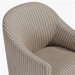 Gavin Updated Traditional Light Striped  Brown Wood Barrel Chair|